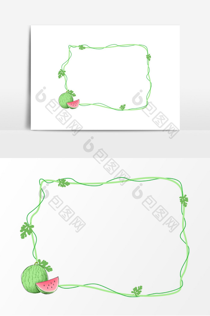 小清新西瓜边框形象元素