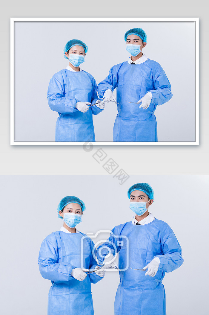 手拿手术刀正在工作的外科医生图片