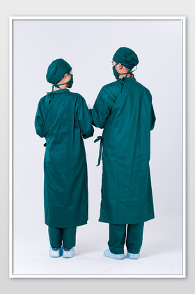医生穿手术服背影全身照片