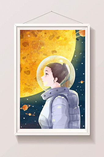 宇航员的航空梦插画图片