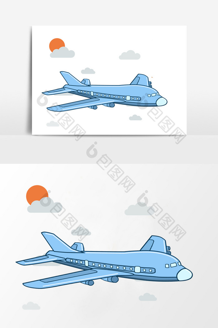 扁平风格空中飞机元素