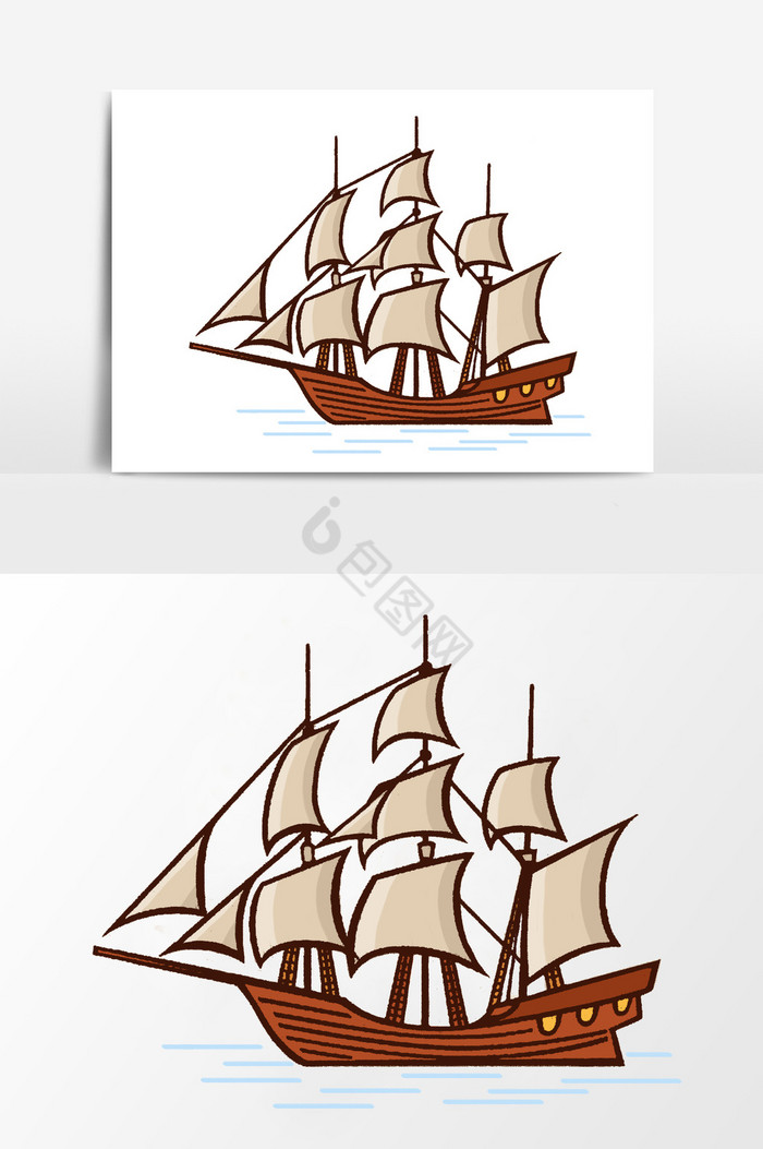 简笔画古代帆船图片