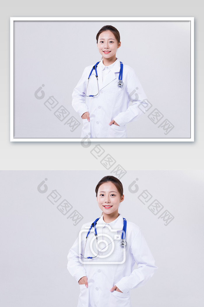 亲和微笑的女医生形象摄影图片