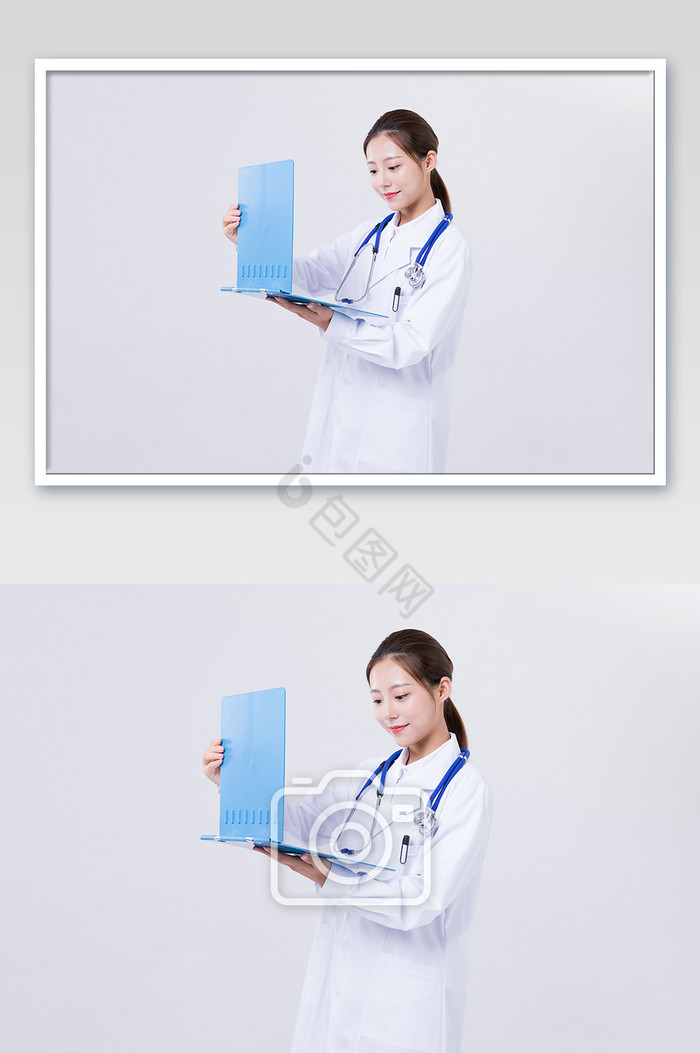女性医生看病历夹医生人像图片