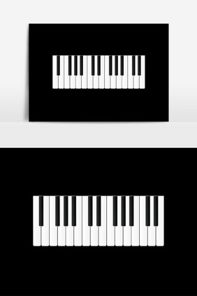 扁平风格质感渐变黑白钢琴按键元素