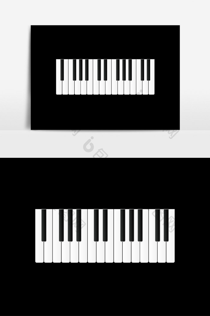 扁平风格质感渐变黑白钢琴按键元素