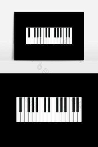 扁平风格质感渐变黑白钢琴按键元素图片