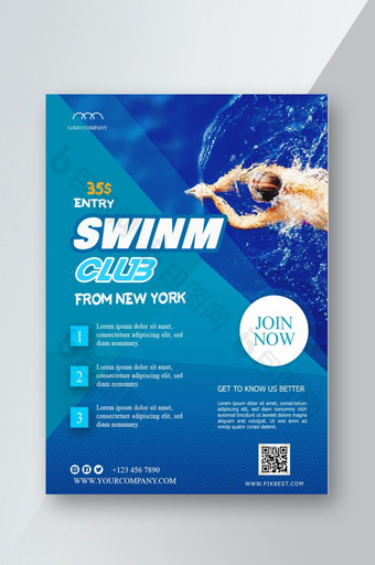 游泳训练和健身海报图片