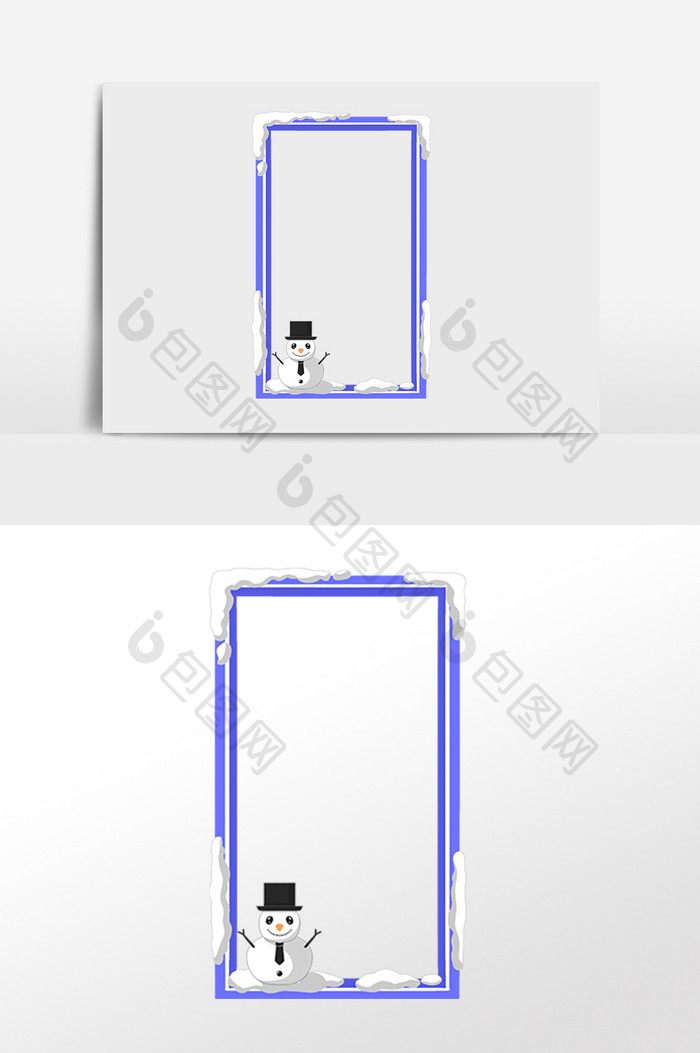 手绘卡通可爱雪人边框插画
