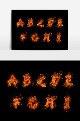 火焰英文字母创意艺术字字体设计