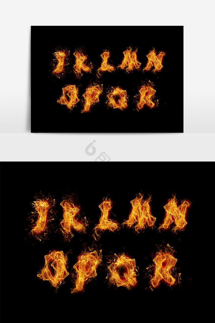 火焰英文大写字母艺术字字体图片
