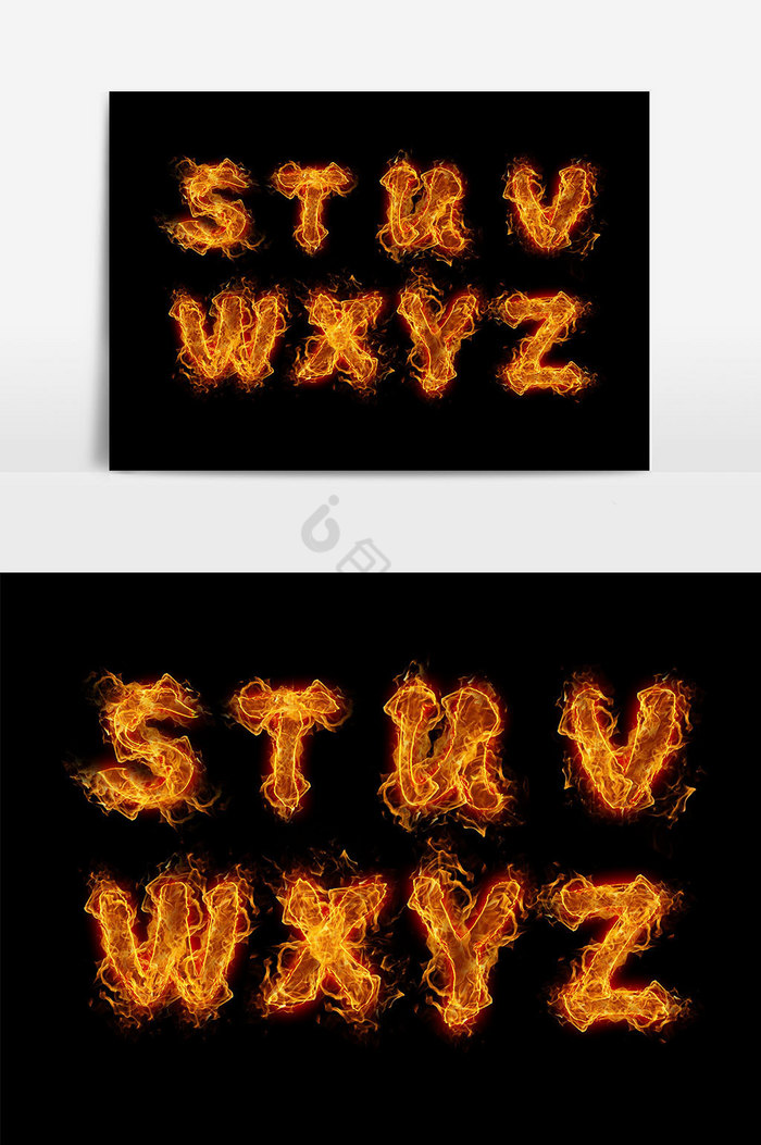 火焰大写字母英文艺术字字体图片