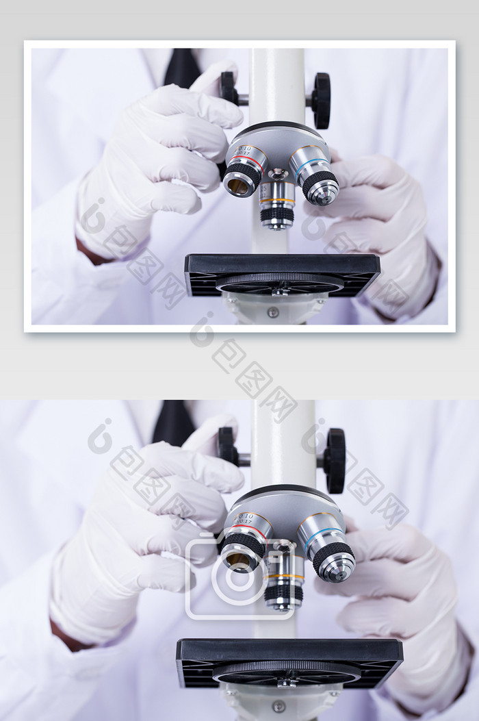 显微镜操作摄影图片
