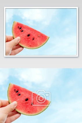 夏日颜色一片西瓜清新天空