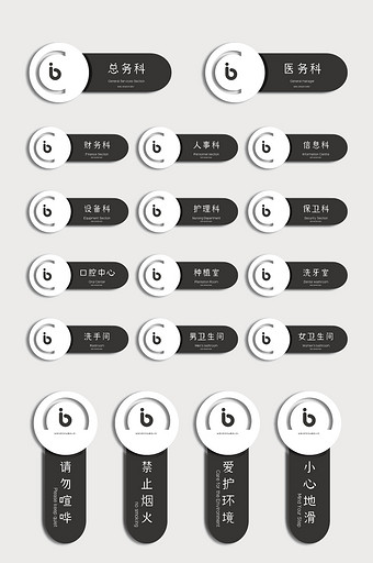 极简圆形口腔诊所科室vi导视门牌图片