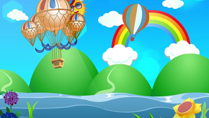 卡通热气球飞行背景