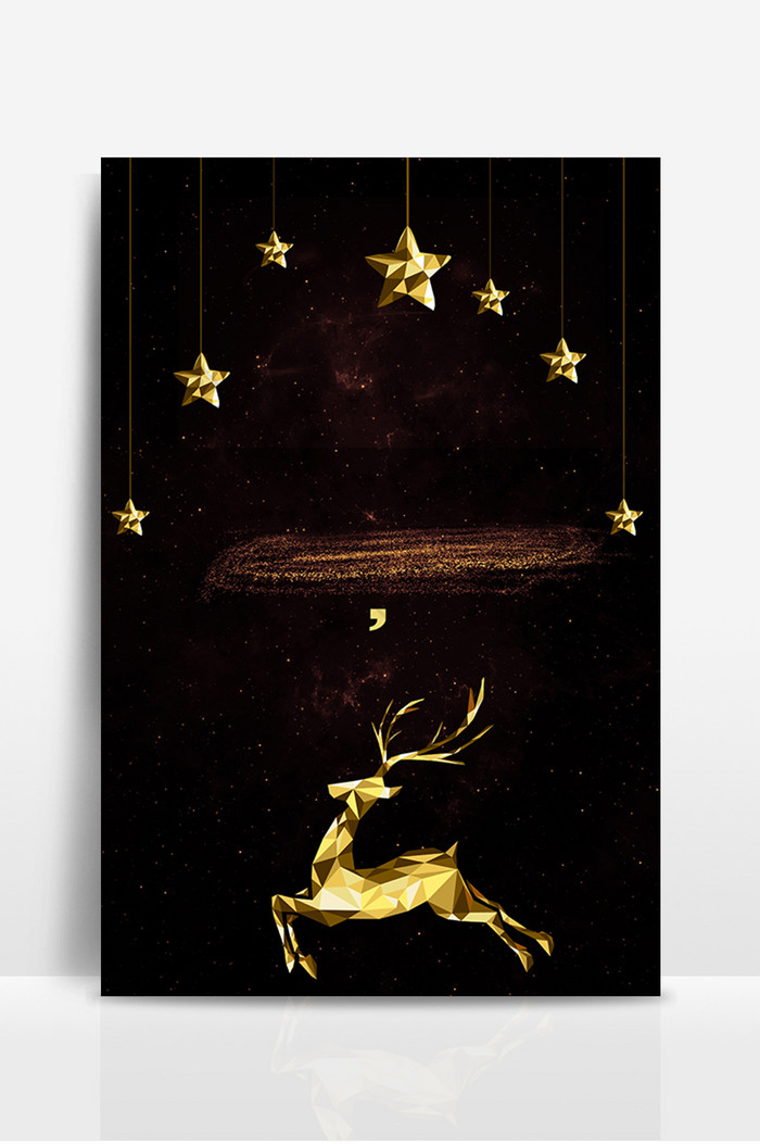 金色五角星小鹿圣诞节图片图片