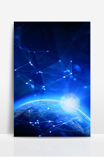 蓝色商务科技结构线条海报背景图片