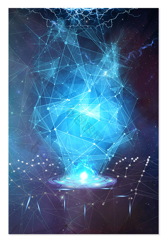 蓝色几何科技界面线条海报背景