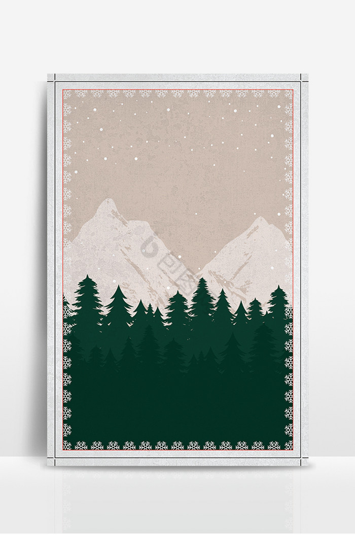 冬季圣诞节松树雪山图片