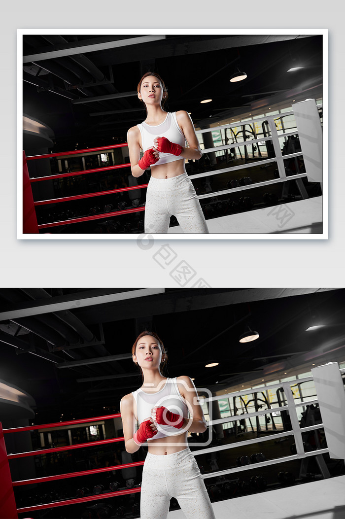 健身房运动女生拳击绷带正面宣传图