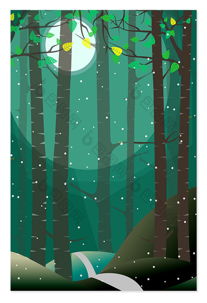 绿色清新树林风景海报背景