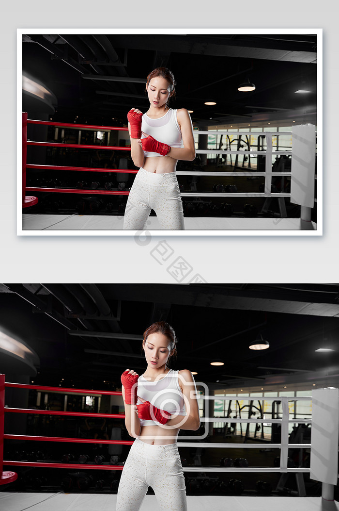 健身房运动女生缠拳击绷带宣传图