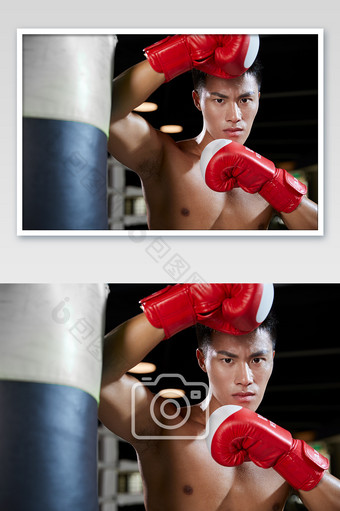 健身房运动男生拳击训练宣传图图片