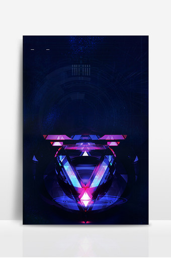 蓝紫色几何三角形海报背景图片