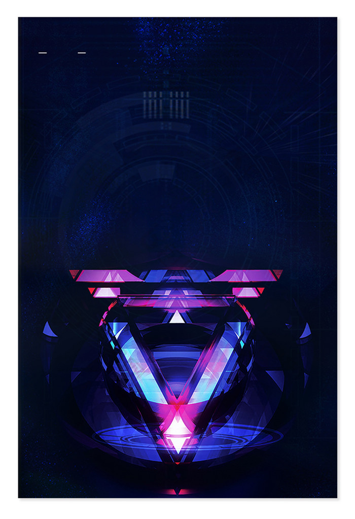 蓝紫色几何三角形海报背景
