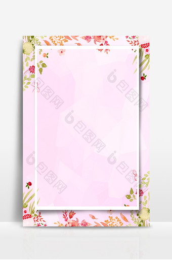 粉色植物花朵边框海报背景图片