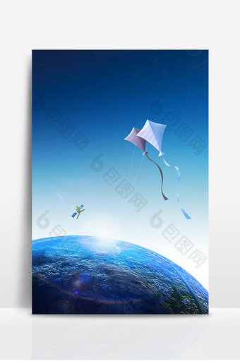 蓝色商务科技菱形风筝背景图片