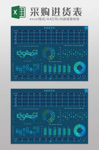 科技可视化采购进货表Excel模板图片