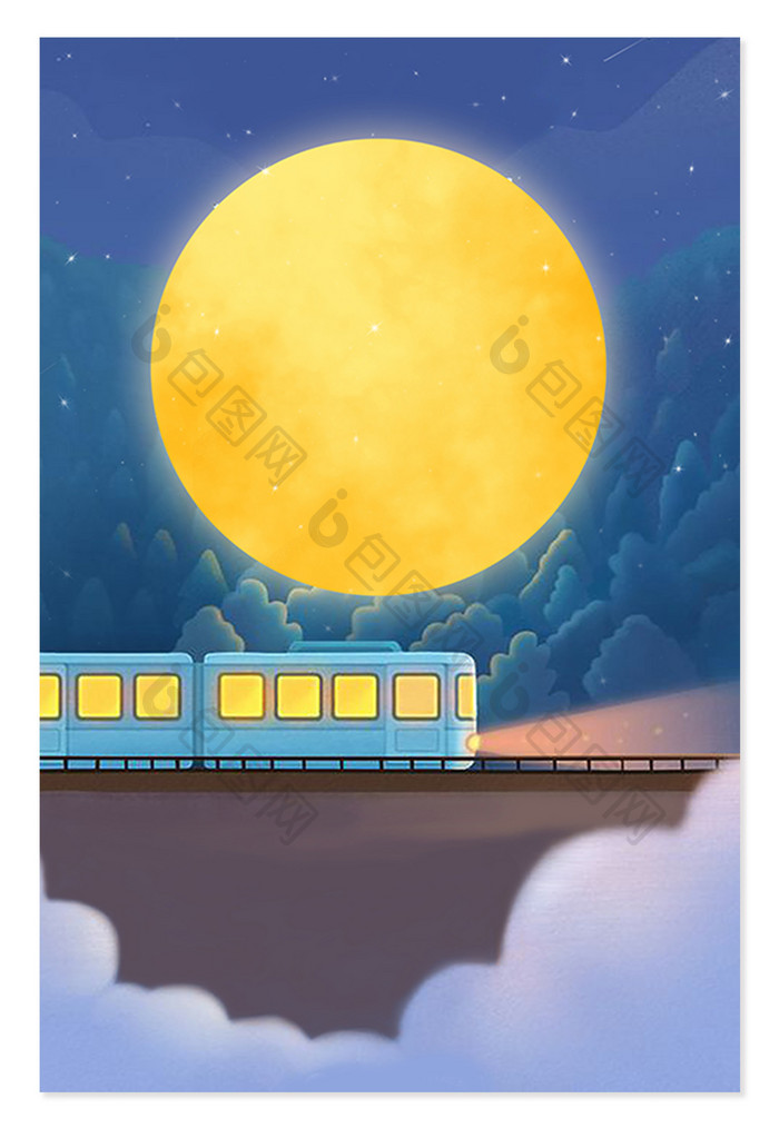 冬季列车火车月亮海报背景