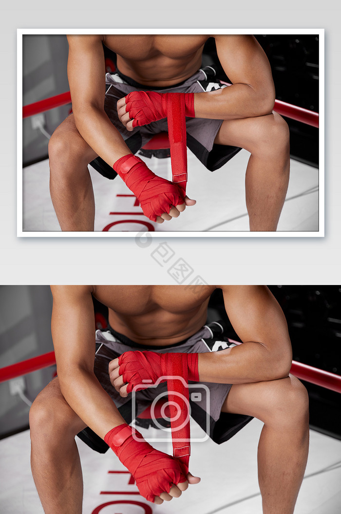 健身房运动缠绕拳击绷带手部特写宣传图图片