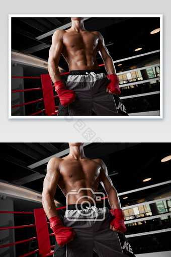 健身房运动拳击练习男生肌肉特写宣传图图片