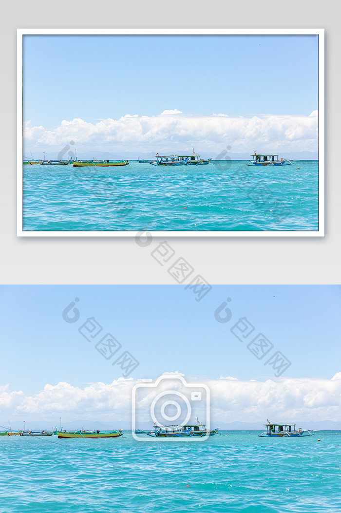 宁静绝美印度尼西亚龙目岛海上蜘蛛船摄影图