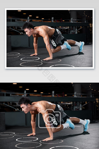 健身房运动男生波比跳宣传图图片