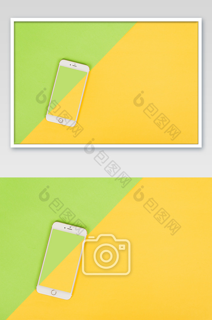 绿色黄色双色创意手机图片
