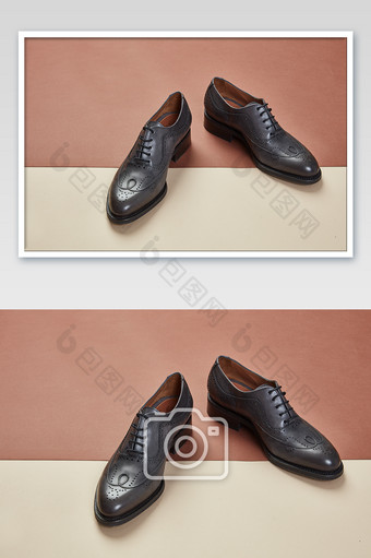 西班牙贵族手工定制精致真皮皮鞋摄影图片
