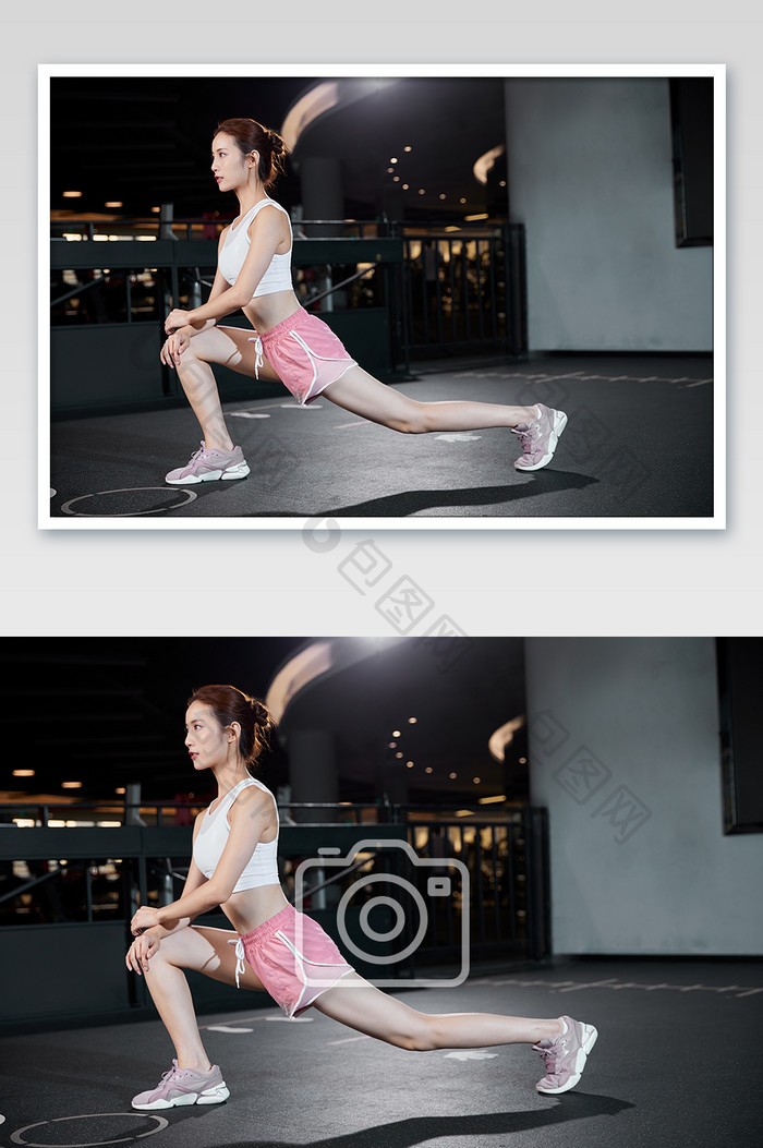 健身房运动跑步减肥增肌压腿拉伸宣传图