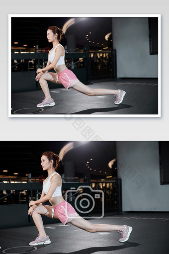 健身房运动跑步减肥增肌压腿拉伸宣传图图片