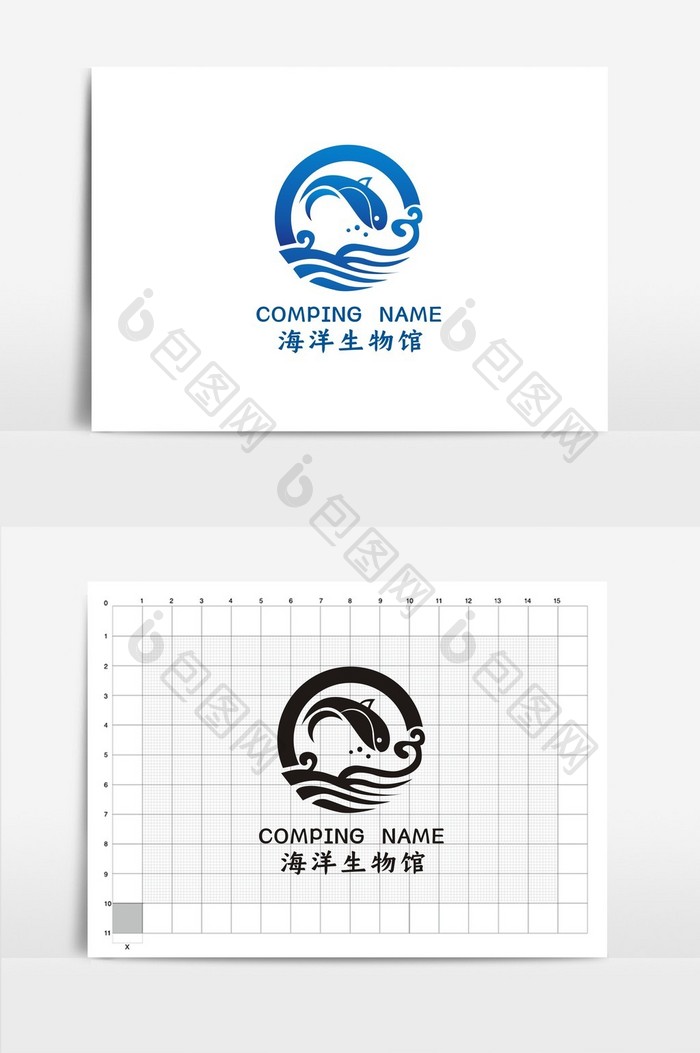 创意海洋生物馆VI标志logo设计