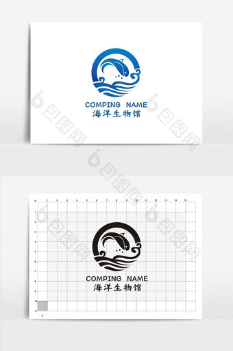 创意海洋生物馆VI标志logo设计图片