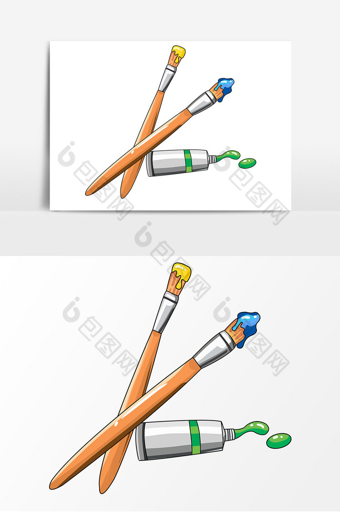 手繪繪畫的畫筆水粉油畫卡通元素圖片