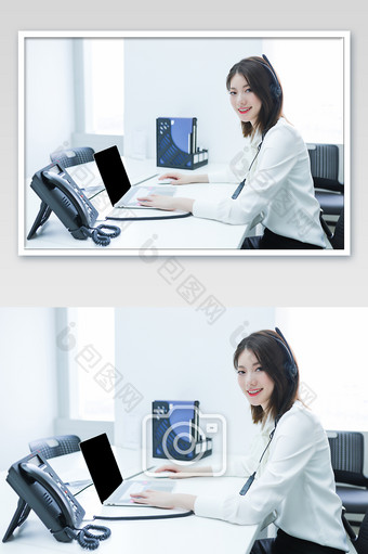 职场女白领工作摄影图图片