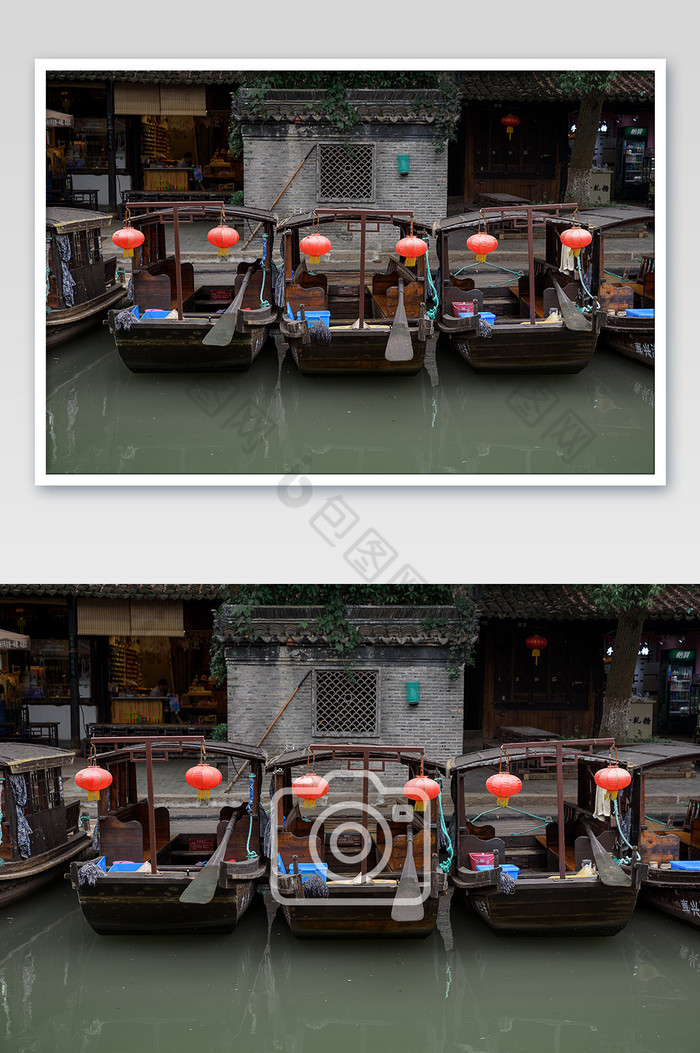 古镇河边停满游船的码头摄影图片图片