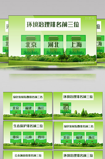 卡通绿色环境排名新闻联播字幕AE模板图片