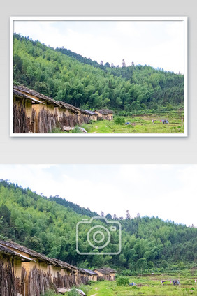 客家族深山老村落土砖建筑摄影图