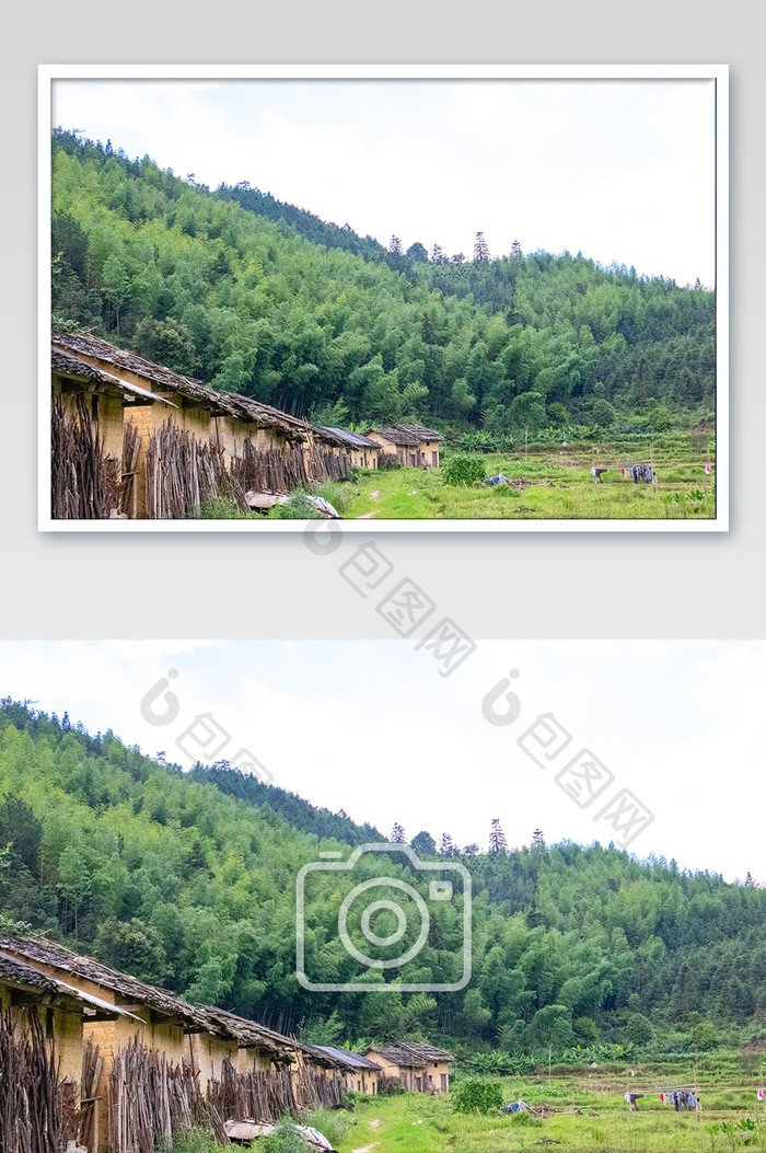 客家族深山老村落土砖建筑摄影图